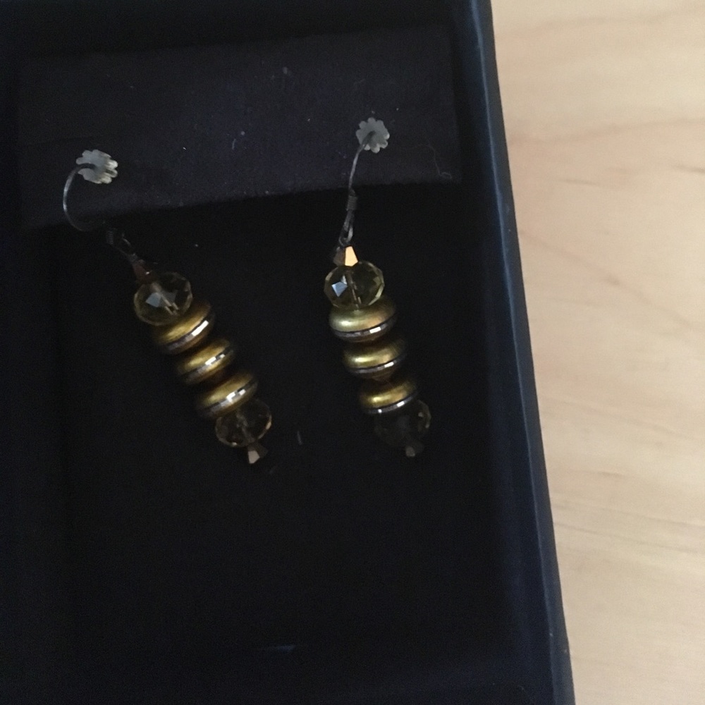 Yellow and gold dangle earrings