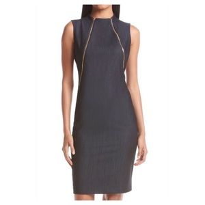 CALVIN KLEIN gray/silver dress with front zippers