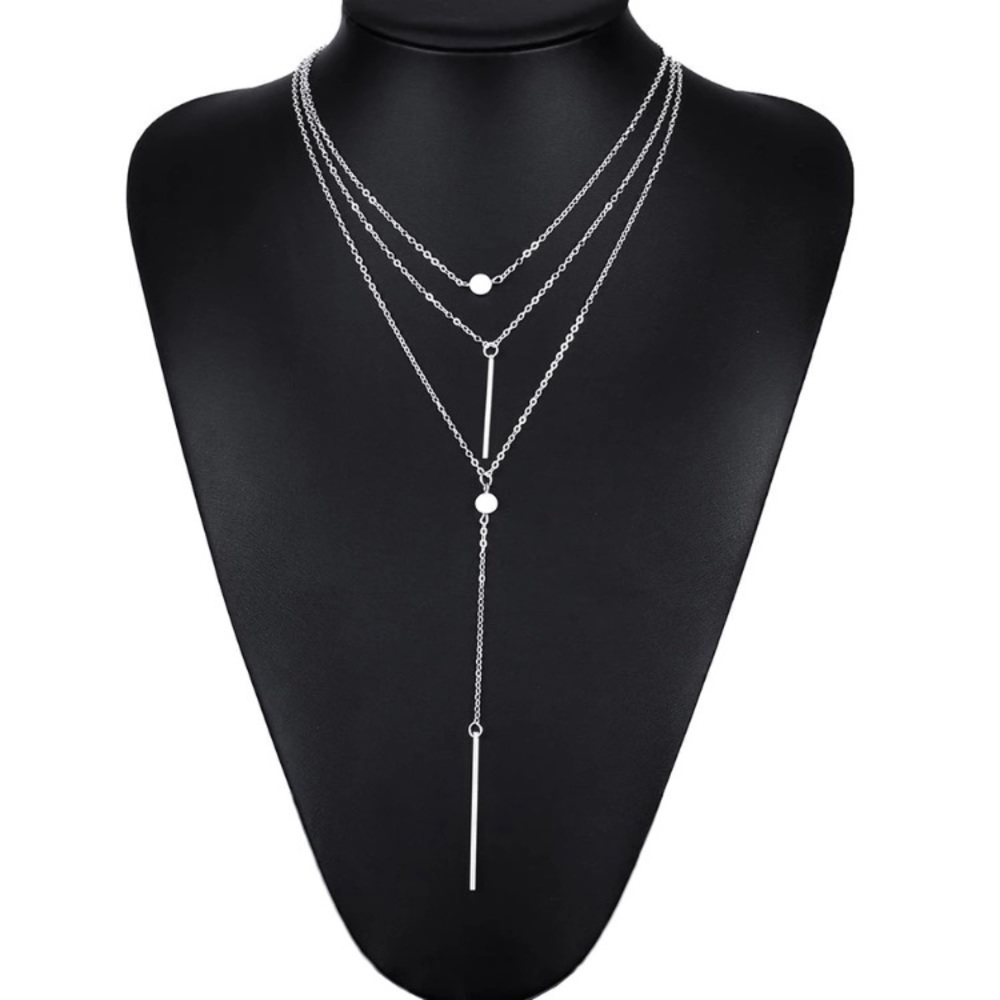 5 for $25 Three Layer Trendy Statement Necklace - Picture 2 of 6