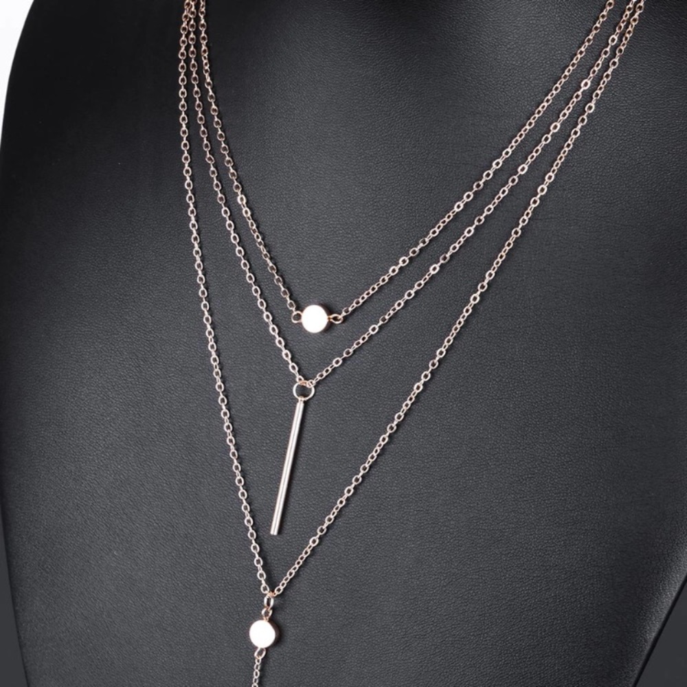 5 for $25 Three Layer Trendy Statement Necklace - Picture 3 of 6