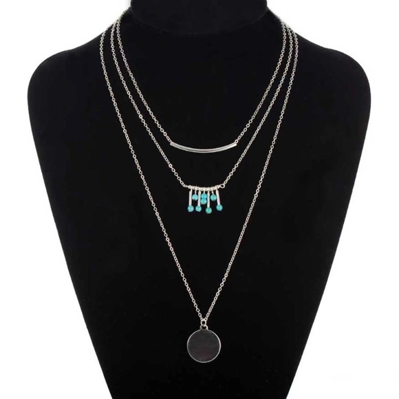 5 for $25 Three Layer Long Medallion Necklace - Picture 3 of 7
