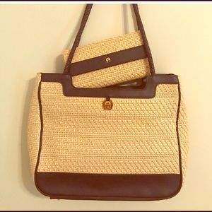 Etienne straw bag along with wallet