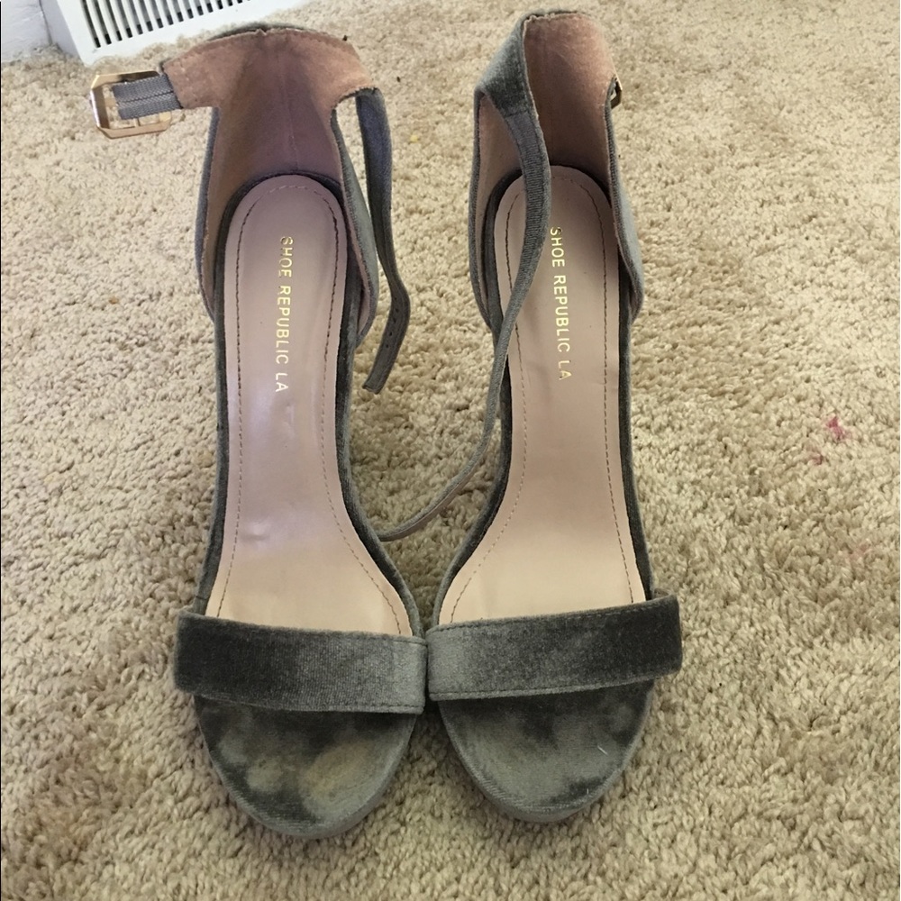 Grey suede heels