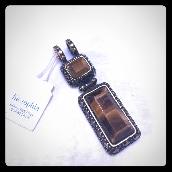 🌟2for$20🌟Lia Sophia Natural Tigers Eye Pendent - Picture 1 of 4