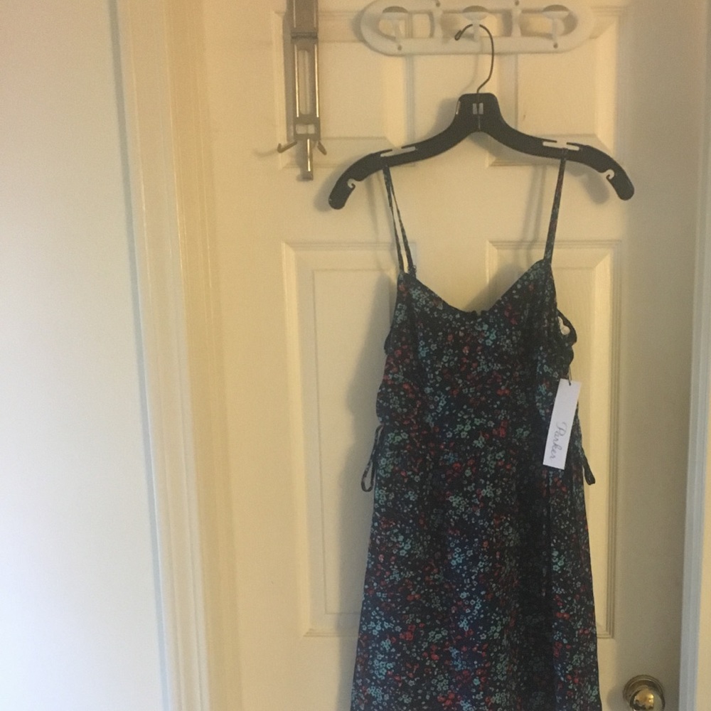 Parker floral dewberry side grommet tie dress