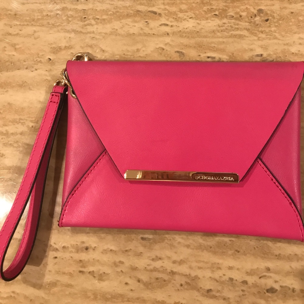BCBGMAXAZRIA pink envelope wristlet authentic