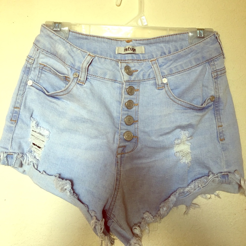Refuge High Waisted Button Up Shorts