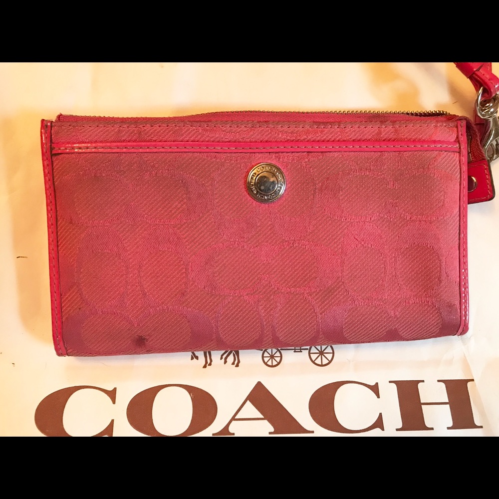 Coach zip wallet with strap