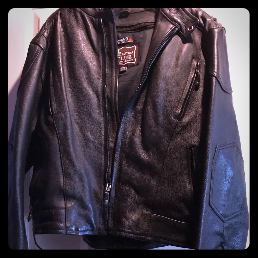 Leather motorcycle coat