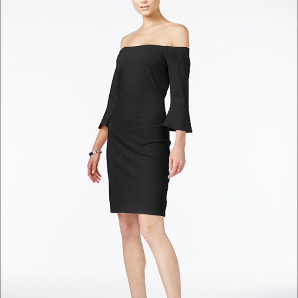 Bar III Off the shoulder bell sleeve dress LBD