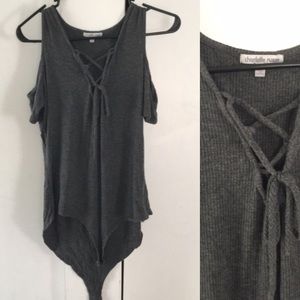 Gray lace up body suit