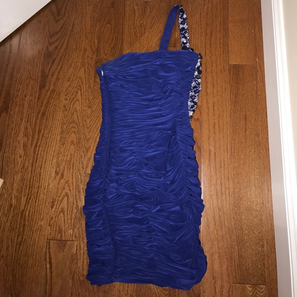 Navy One Shoulder Dress - Picture 4 of 4