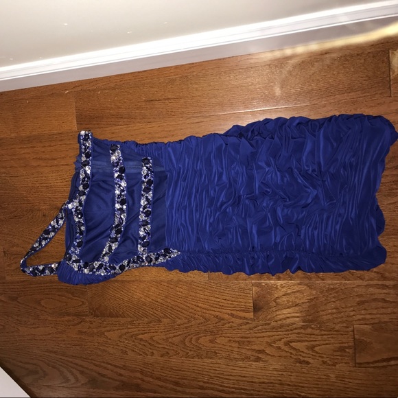 Navy One Shoulder Dress - Picture 3 of 4