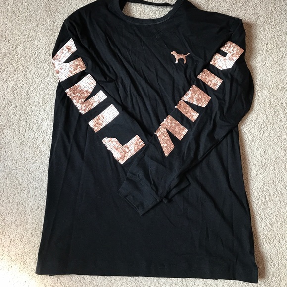 PINK Victoria's Secret Tops - PINK Open Back Bling Campus Tee