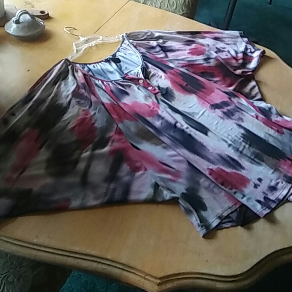 Classy Blouse 95% Polyester 5% Spandex!! Red, Grey