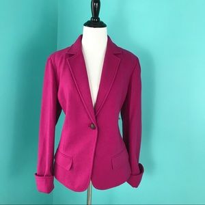 J. Crew Hot Pink Schoolboy Blazer SZ 12 Wool Blend