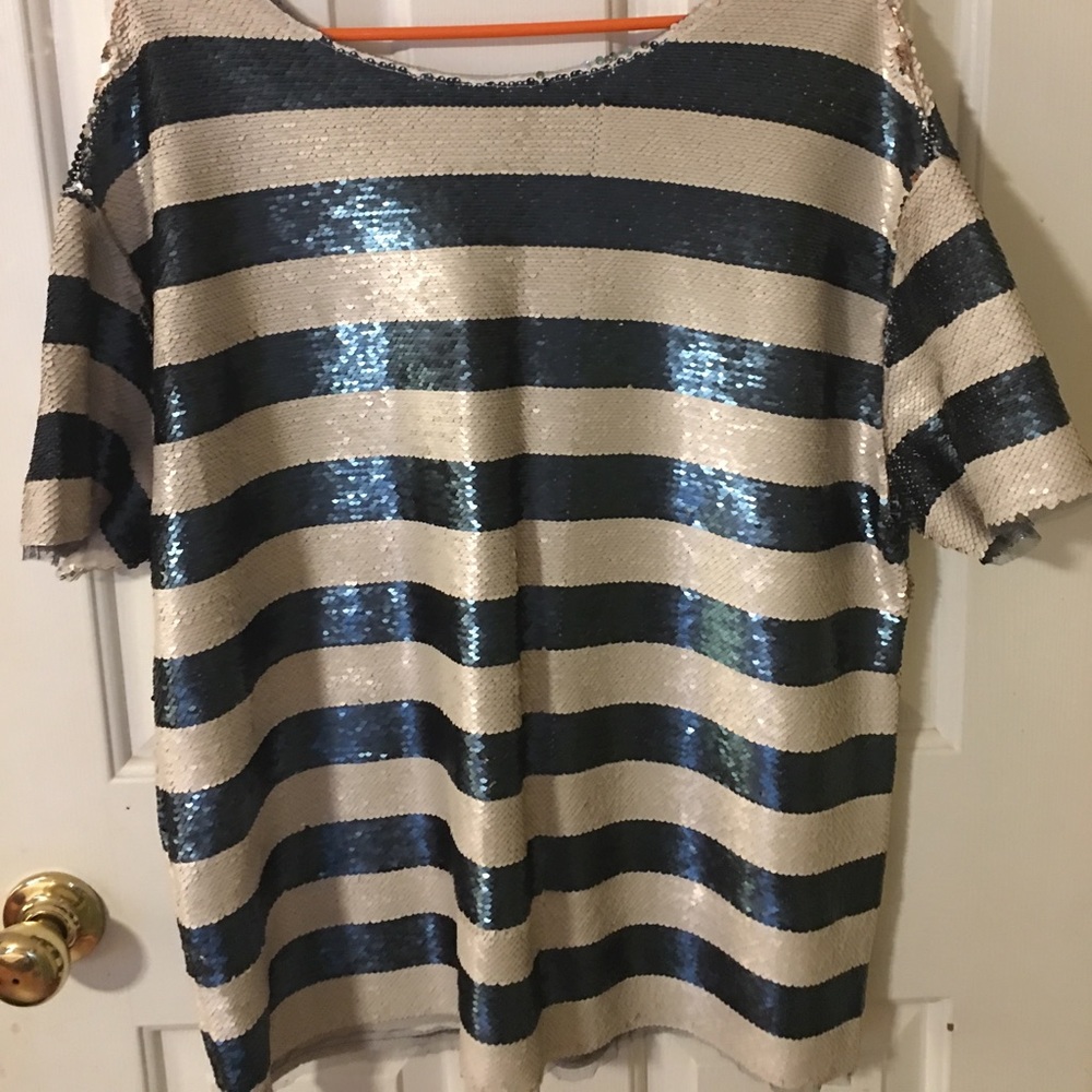 Silence + Noise striped sequin top