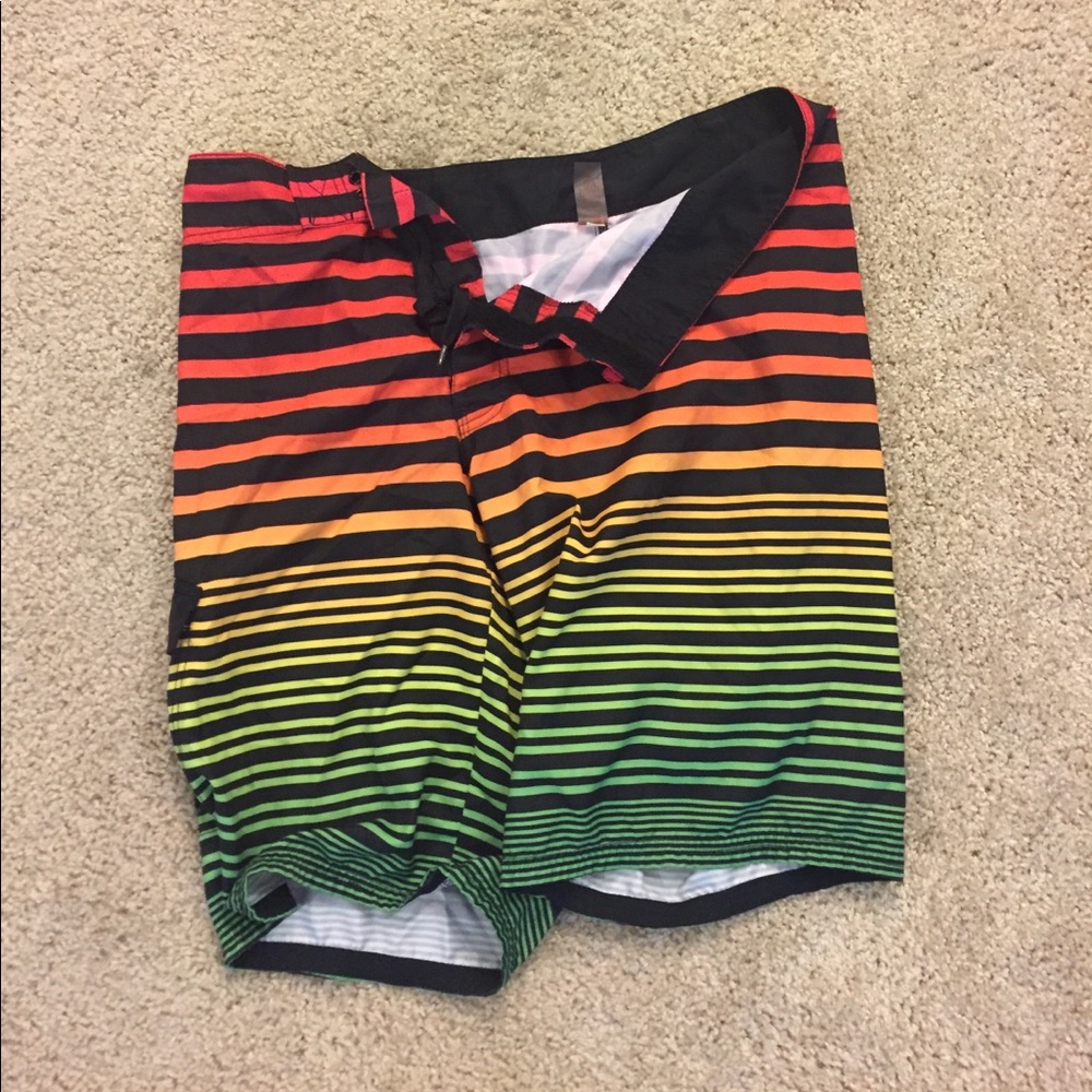 Rasta colored board shorts