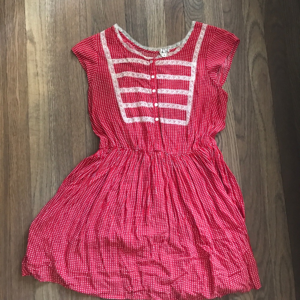 Free People red and white polka dot dress Sz 2