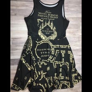 Harry Potter Marauder's Map skater dress in black