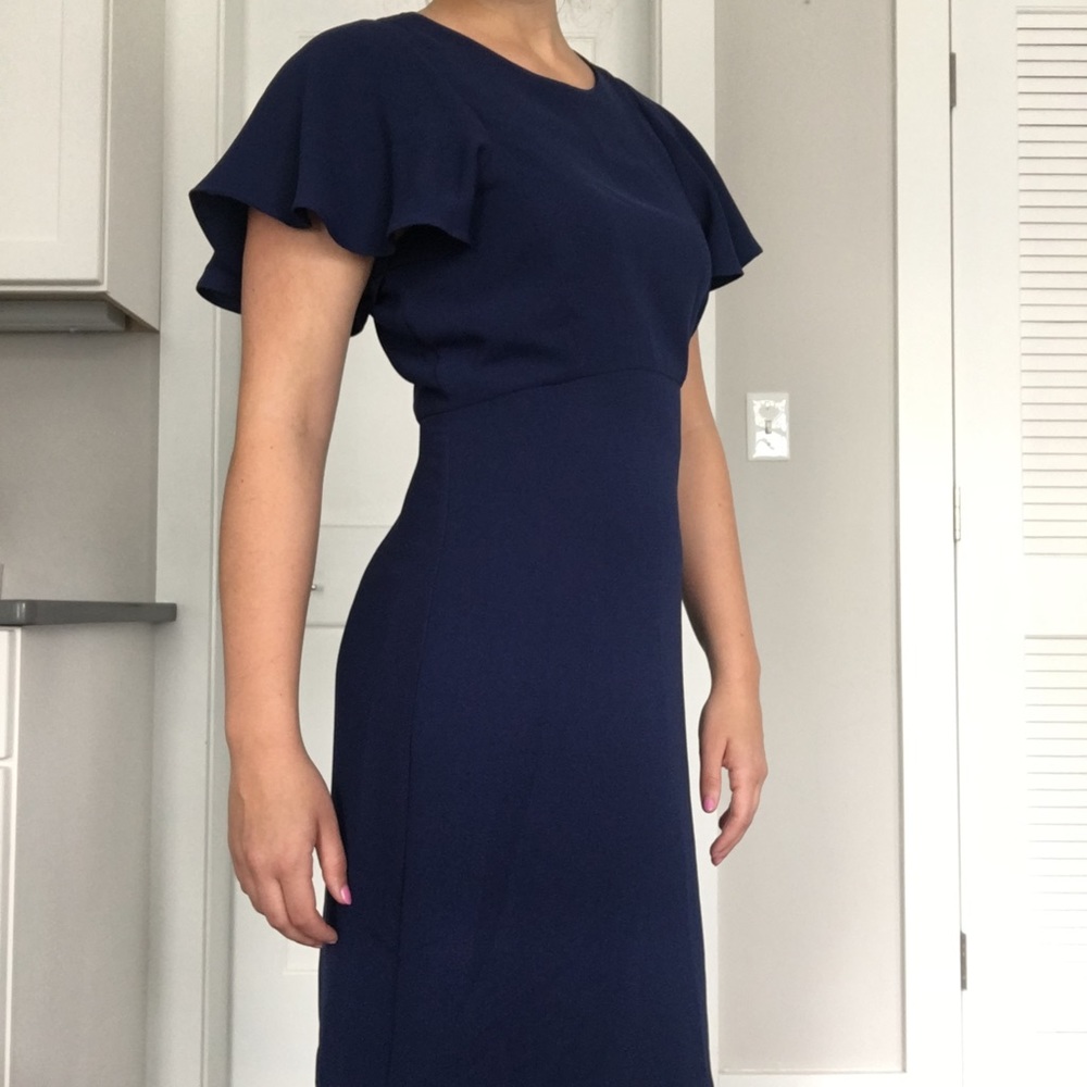 Blue Flutter Sleeve Dress