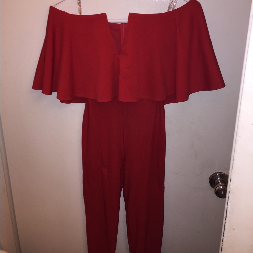Nasty gal off shoulder deep v pantsuit - Picture 2 of 3