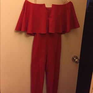 Nasty gal off shoulder deep v pantsuit