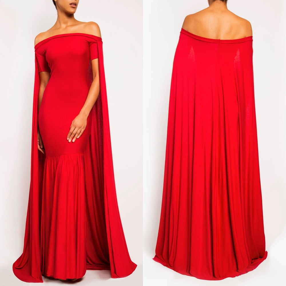 NWT New Red Cape Dress Gown Prom Evening Tom Ford