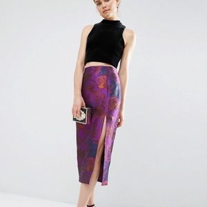 Midi jacquard skirt with split