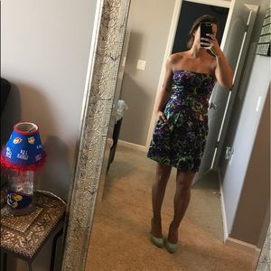 Strapless purple BCBG dress