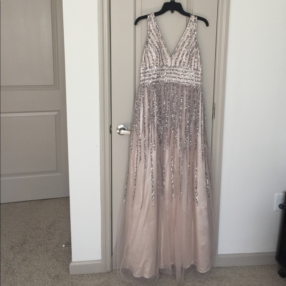 New Prom Dress Adrianna Papell Beaded Tulle Gown