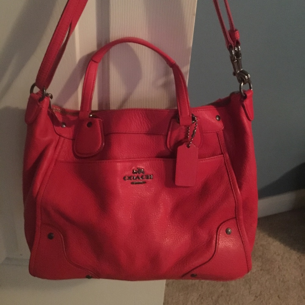 Coach nice red large satchel. Lightweight leather.