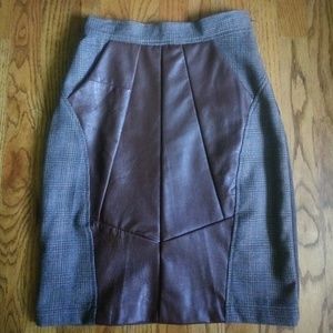 Leather and tweed skirt from Anthropologie