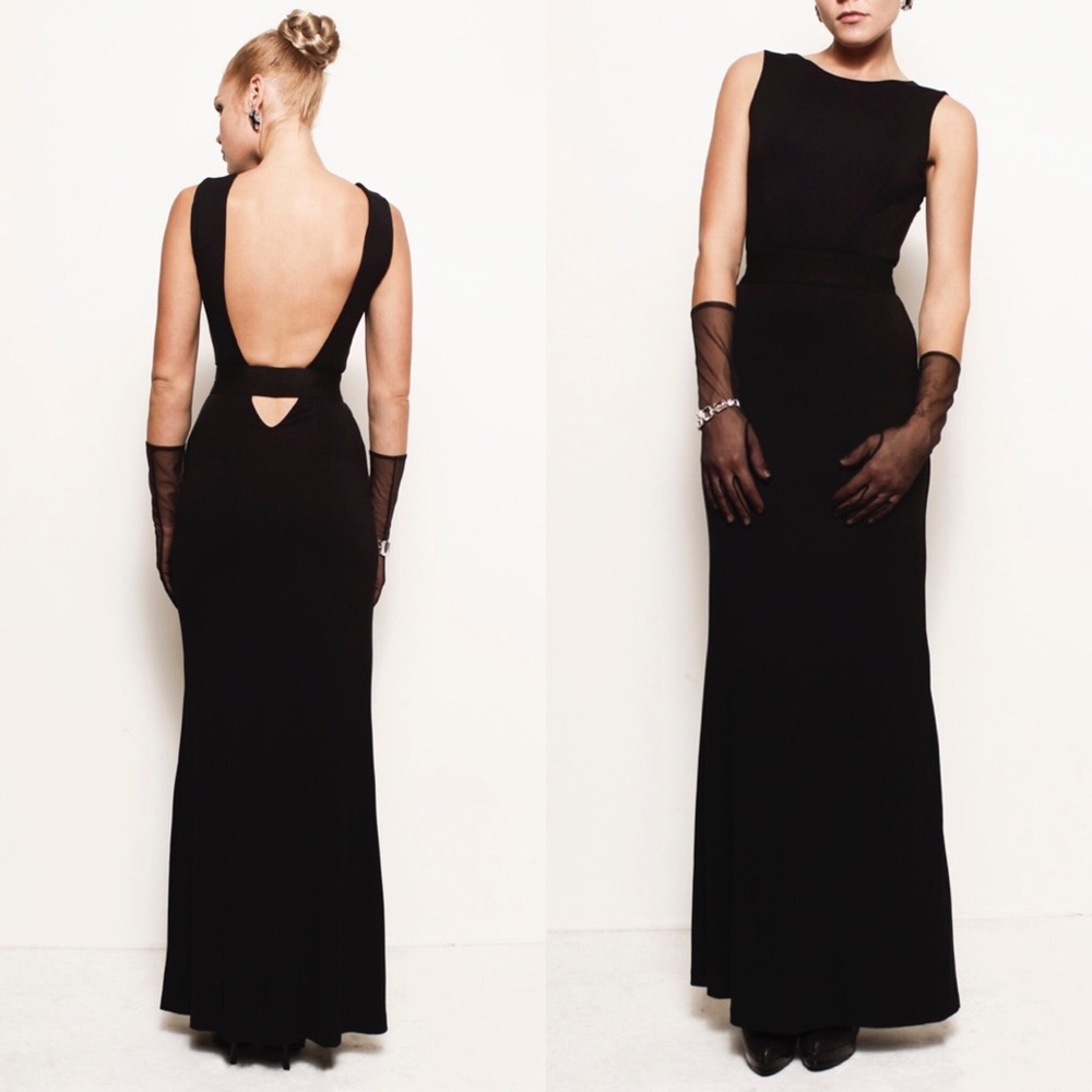 NWT NEW backless cutout black Maxi Dress evening