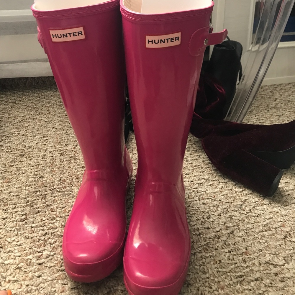 Kids hot pink hunter rain boots