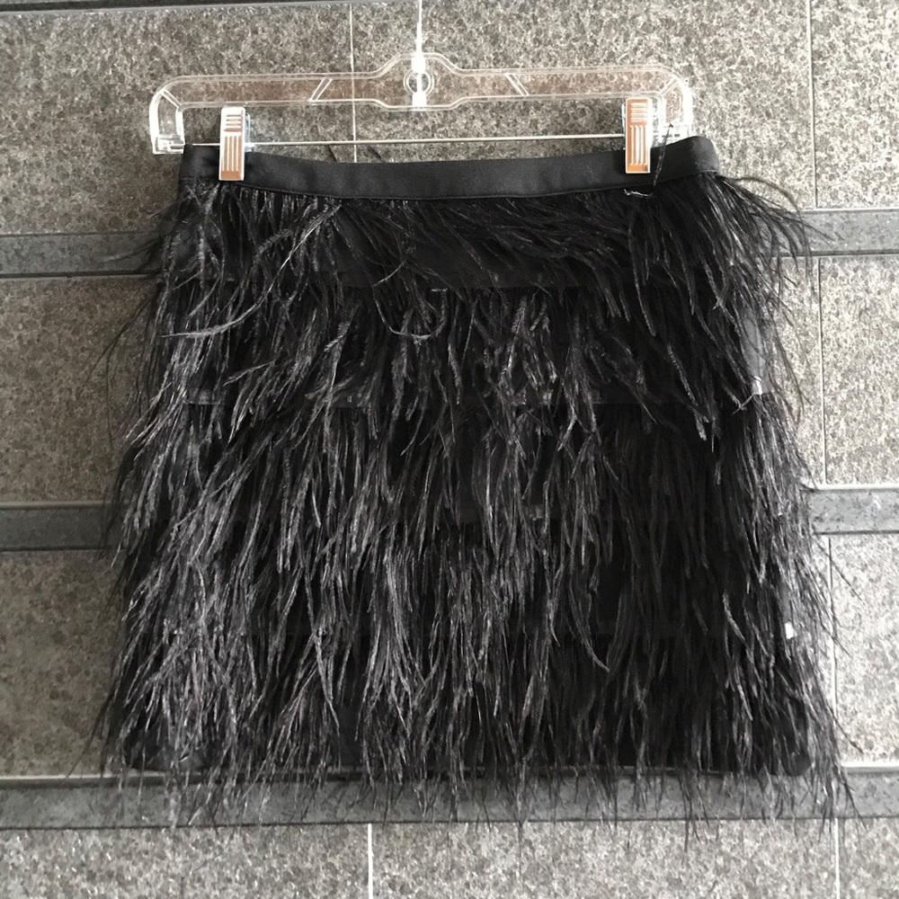Black feathered miniskirt