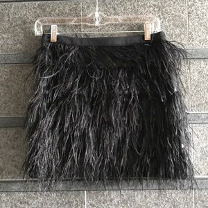 Black feathered miniskirt