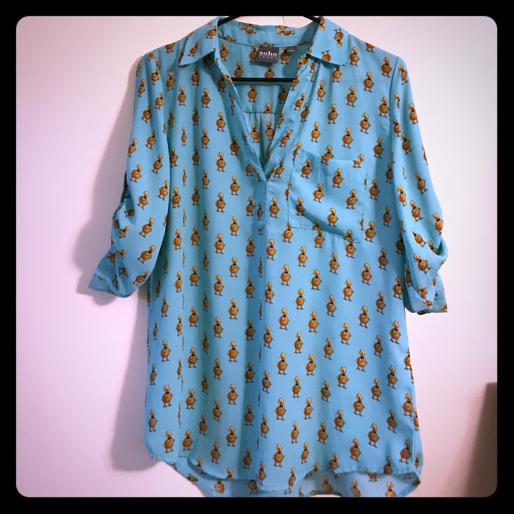 Duck print NY&Co one pocket popover shirt Small