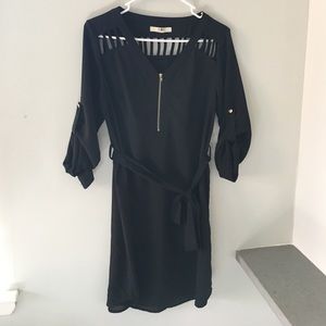 Ya black, belted shirt dress