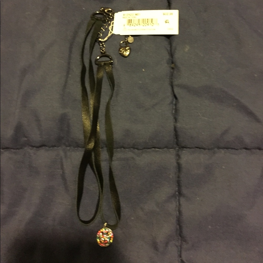 Betsey rainbow smiley face black choker