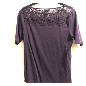 ☕️Plum Lace Neck Tee
