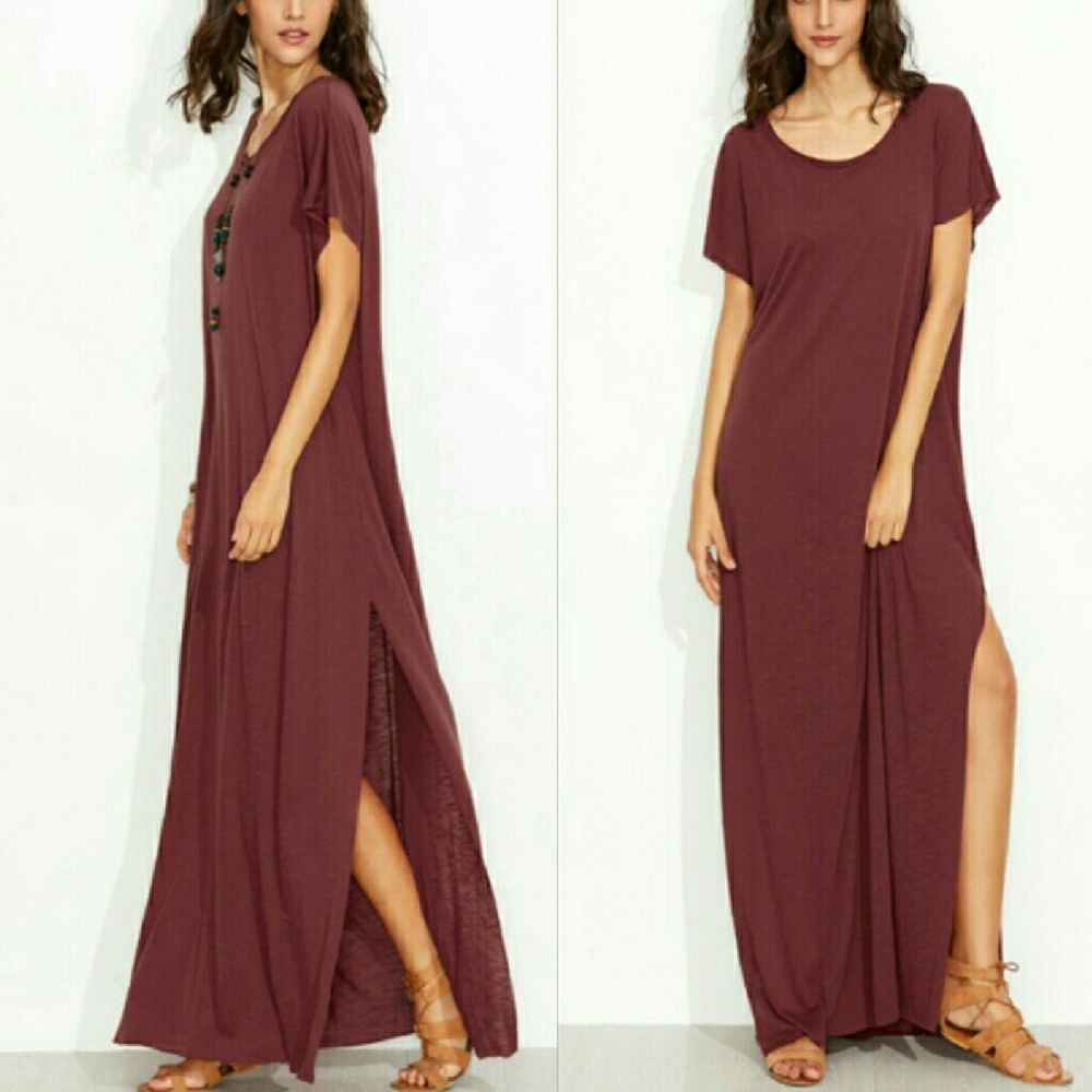 🌿🌱 BURGUNDY MAXI DRESS 🌱 - Picture 2 of 5