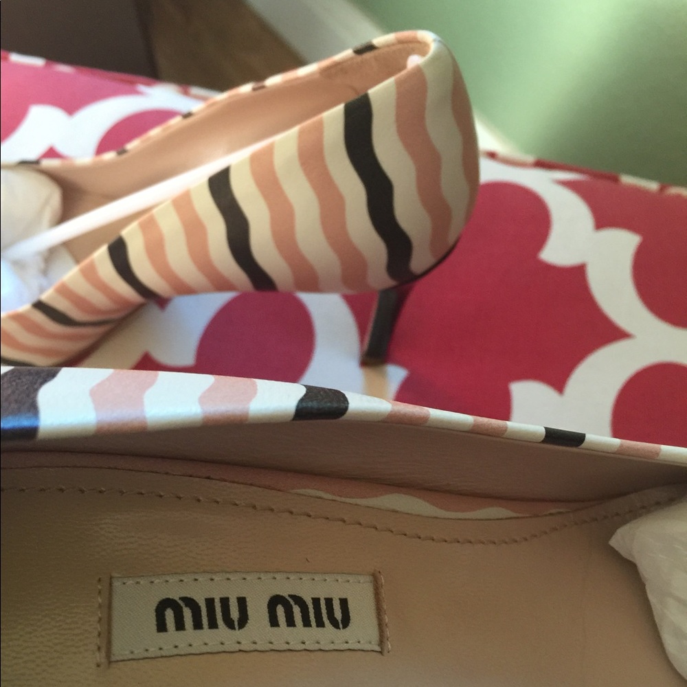 🚫sold🚫NWT Miu Miu Calzador Donna heels stripe - Picture 5 of 6