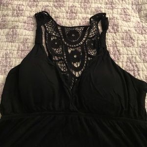 Black crochet back top