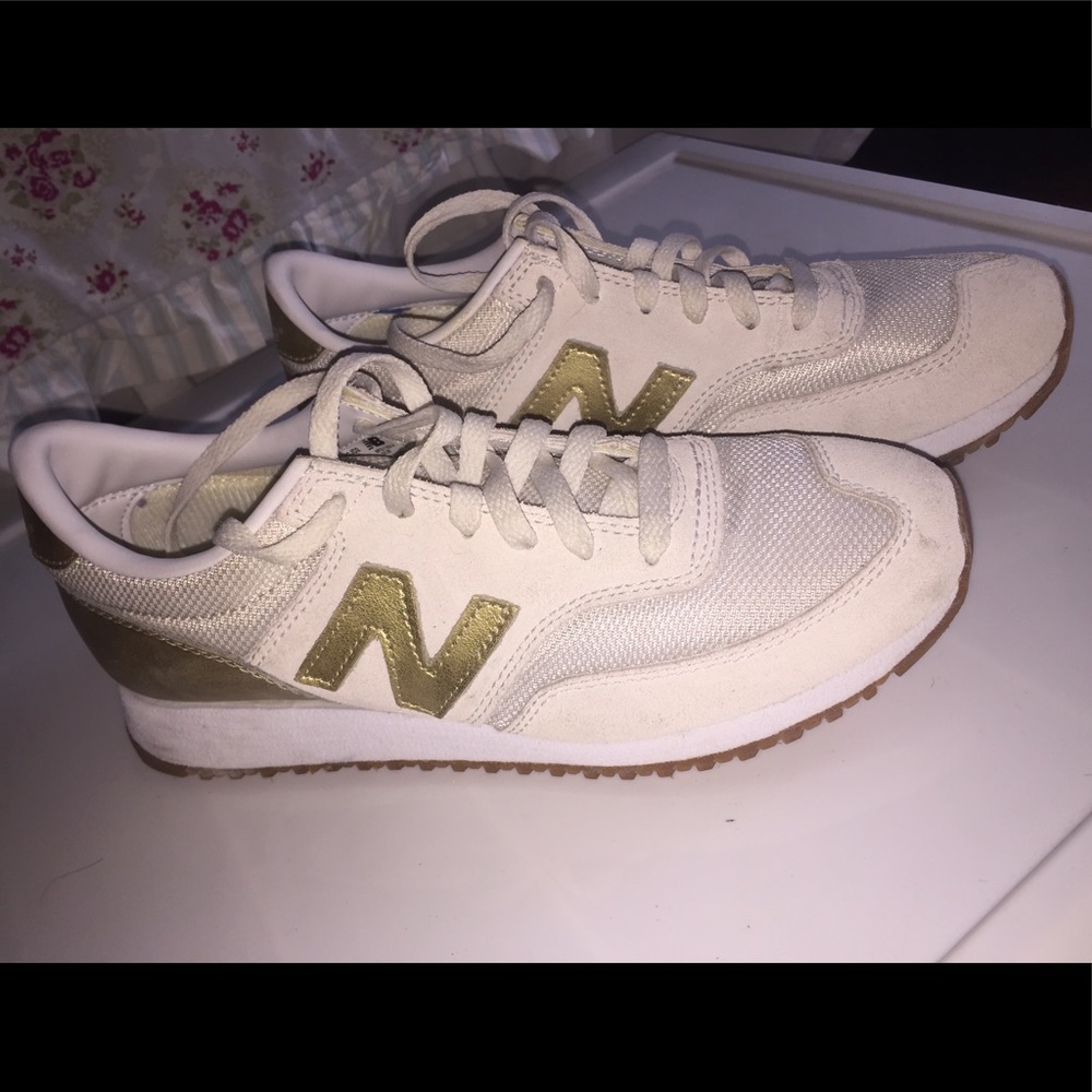 New Balance for Jcrew sneakers, gold and white