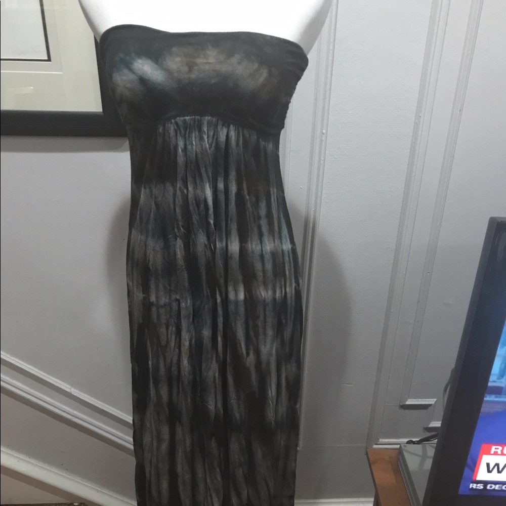 Strapless tie dyed maxi dress