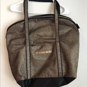 Victoria's Secret Gold Glitter & Black Getaway Bag
