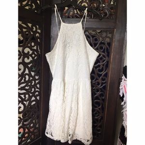 White/Creme lace halter top dress