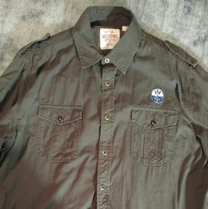 Men dark army green shirt