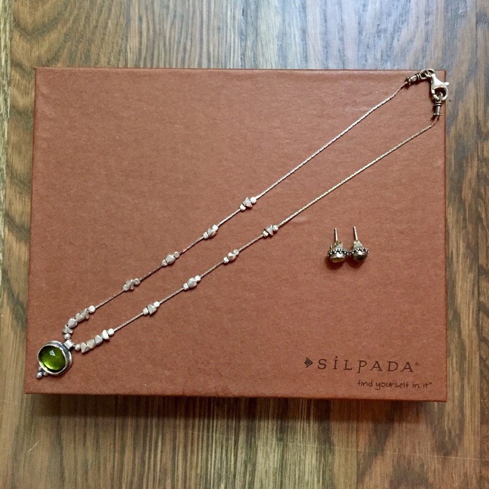 Silpada Sterling Silver Peridot Necklace Earrings